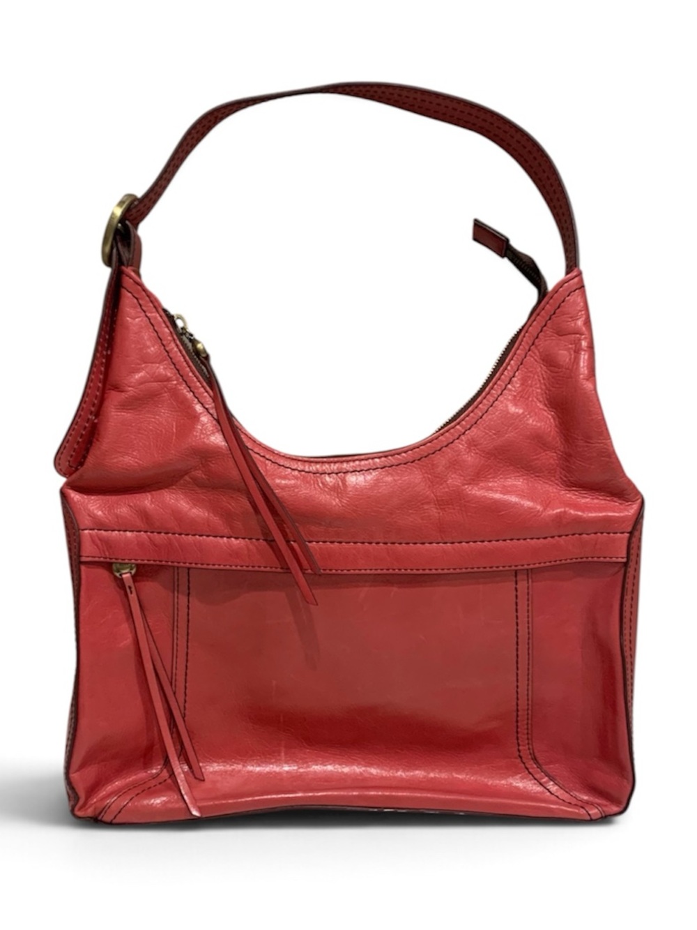 Hobo Fortune Leather Shoulder Bag Blossom Pink Red Adjustable Strap Purse
